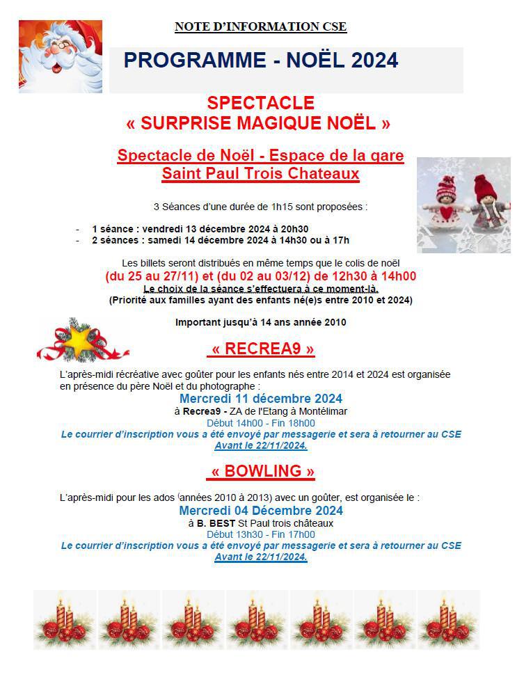 PROGRAMME DE NOËL 2024