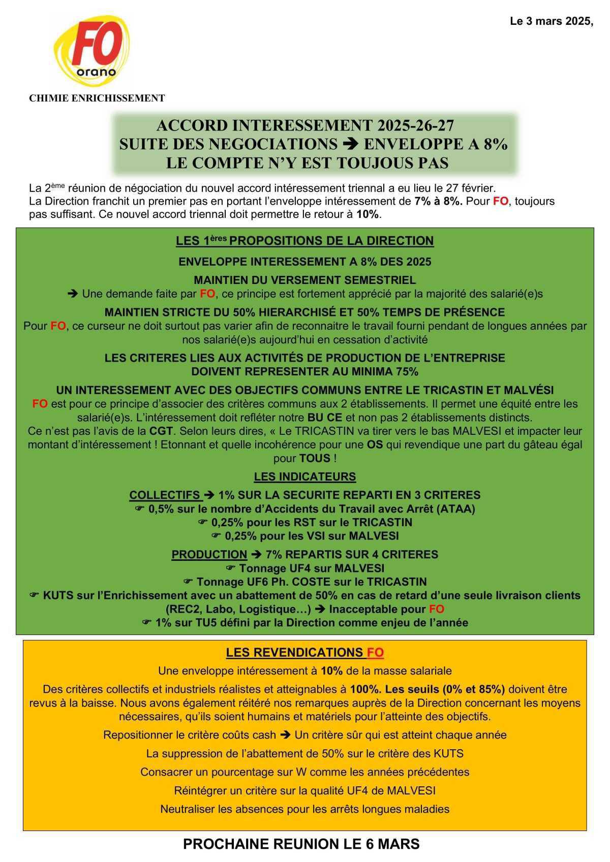 2éme Réunion de Négociation Accord Intéressement 2025-26-27