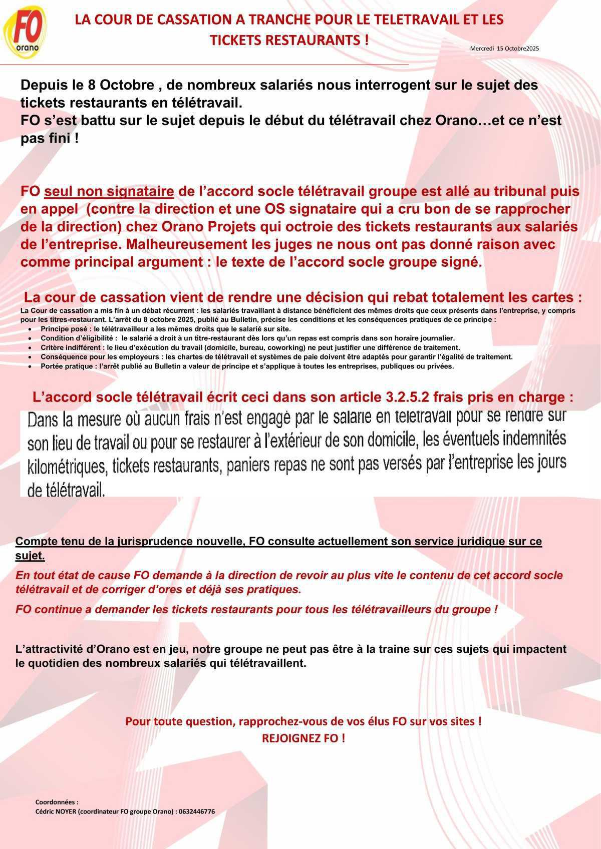 Télétravail et tickets restaurants 