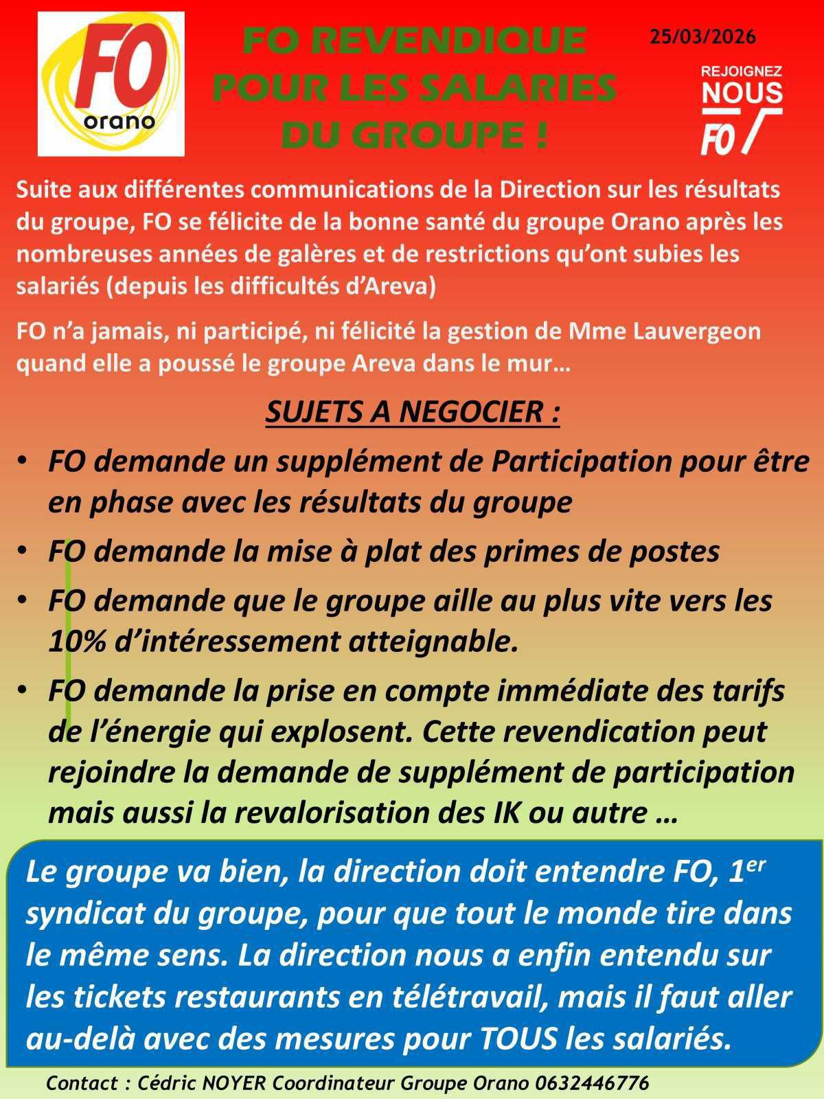Prix de l'énergie, participation, primes de postes, intéressement : La direction doit ouvrir la porte !