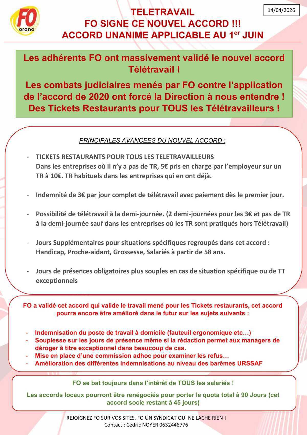 Télétravail : FO signe le nouvel accord qui sera applicable au 1er Juin !