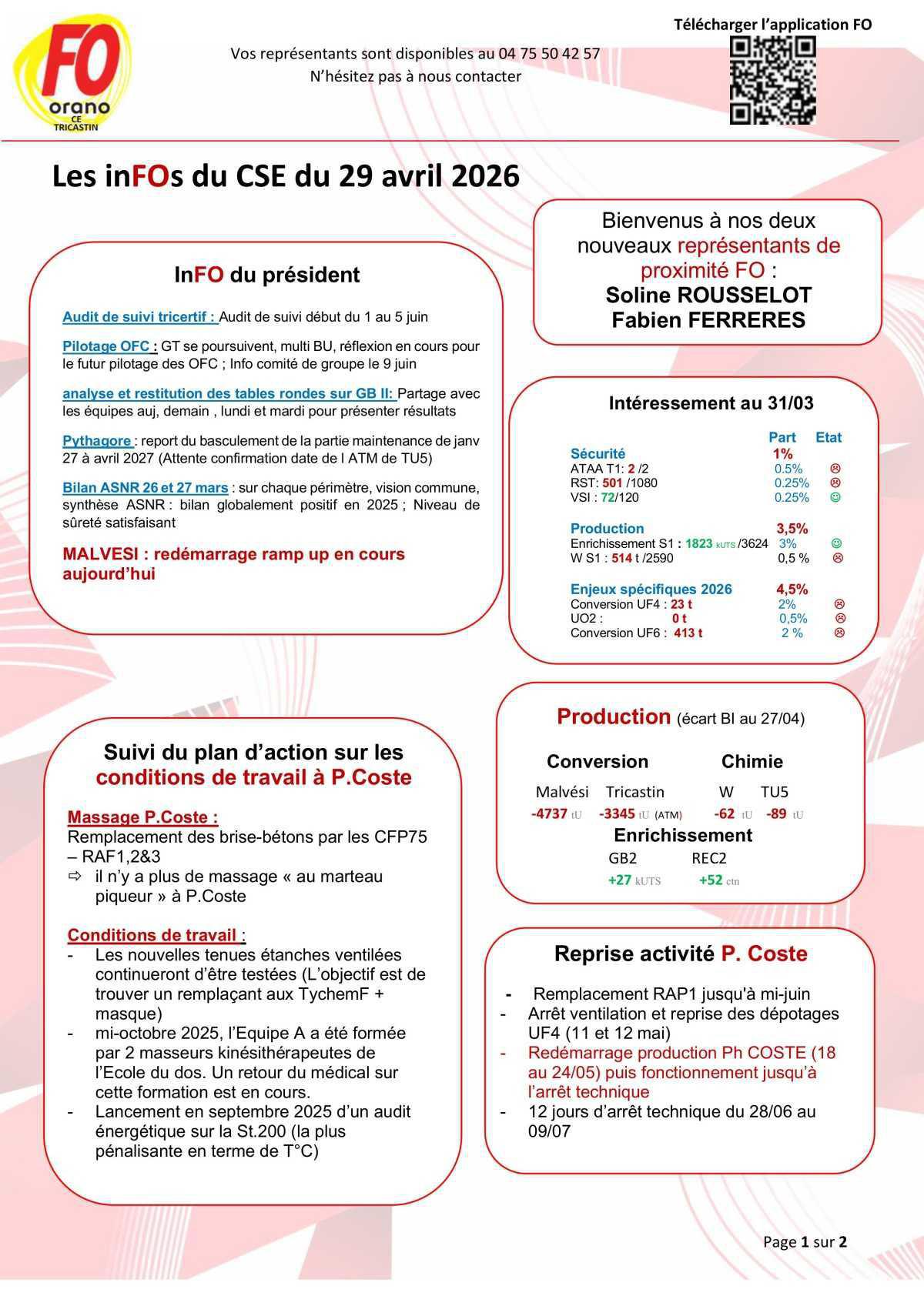 InFOs CSE du 29 avril 2026