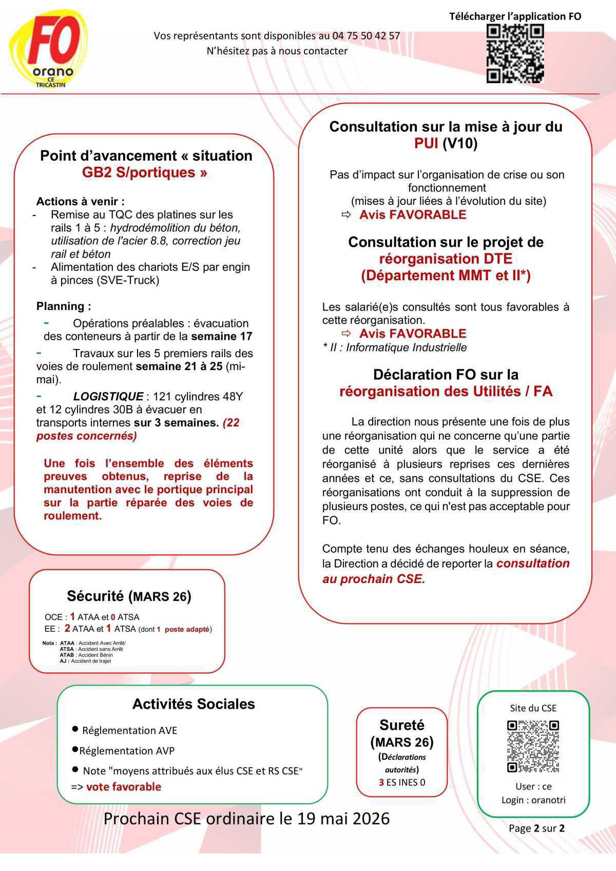 InFOs CSE du 29 avril 2026