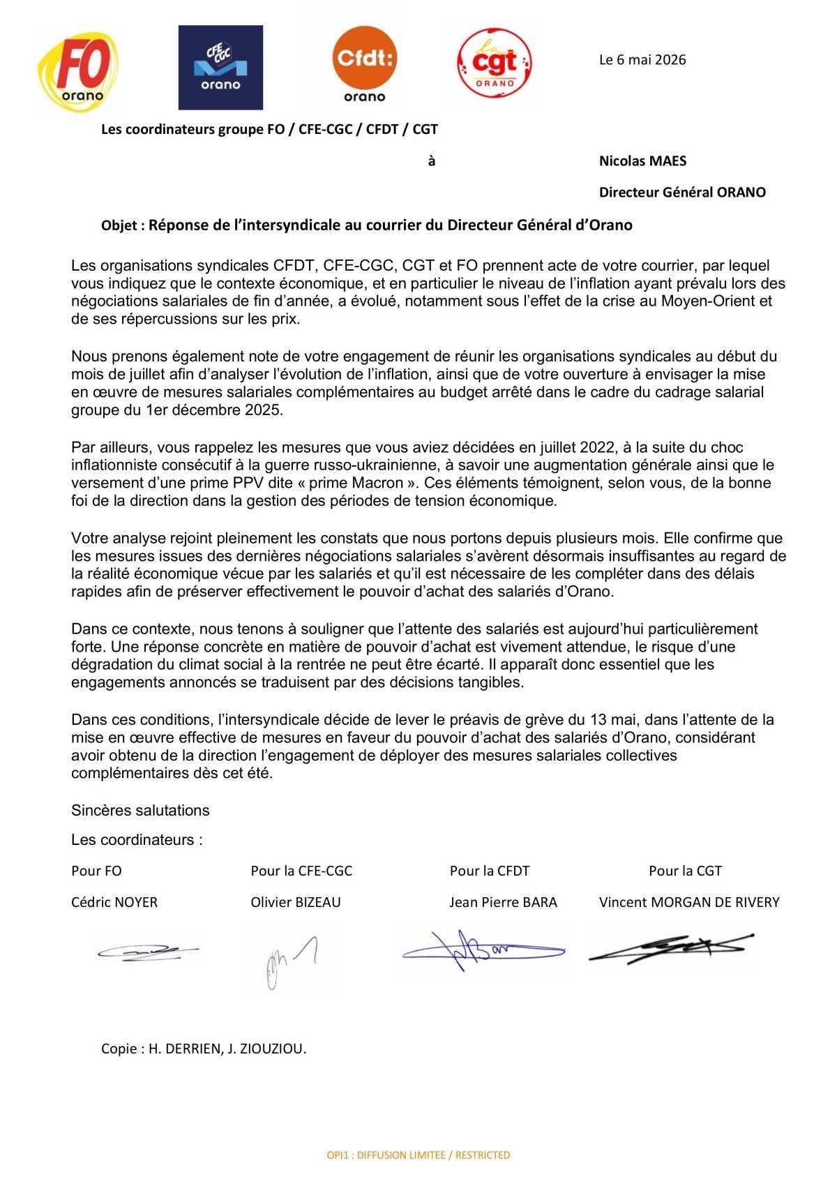 L’intersyndicale : Mesures complémentaires de préservation du pouvoir d'achat des salariés du groupe ORANO L’intersyndicale : Mesures complémentaires de préservation du pouvoir d'achat des salariés du groupe ORANO