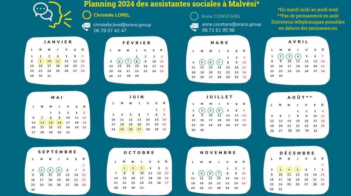 Planning 2024 Présence des assistantes sociales