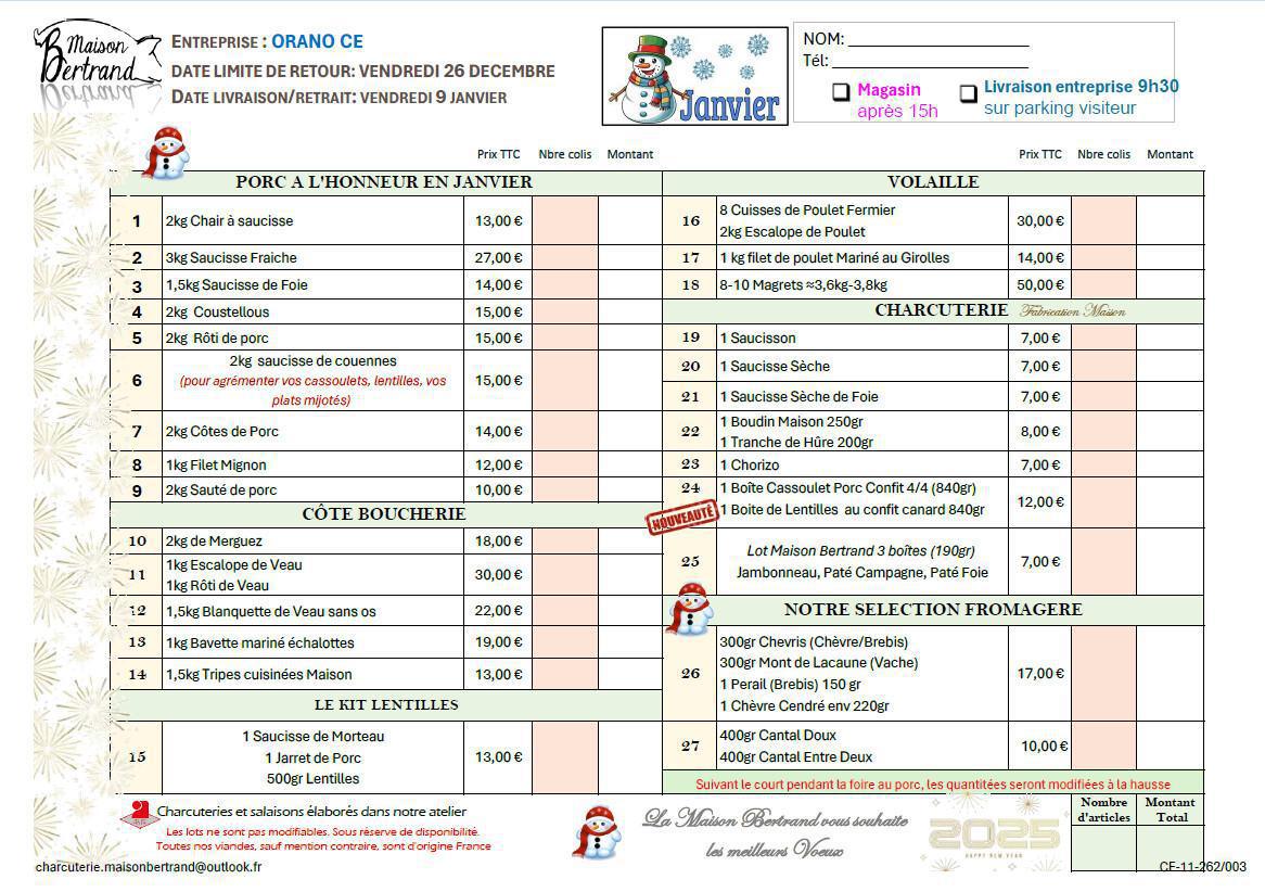 Partenariat avec Maison Bertrand - Janvier 2026