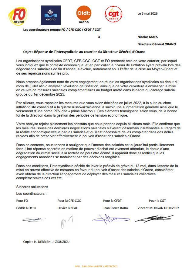 L’intersyndicale CFDT / CFE-CGC / FO / CGT : Mesures complémentaires de préservation du pouvoir d'achat des salariés du groupe ORANO L’intersyndicale CFDT / CFE-CGC / FO / CGT : Mesures complémentaires de préservation du pouvoir d'achat des salariés du groupe ORANO