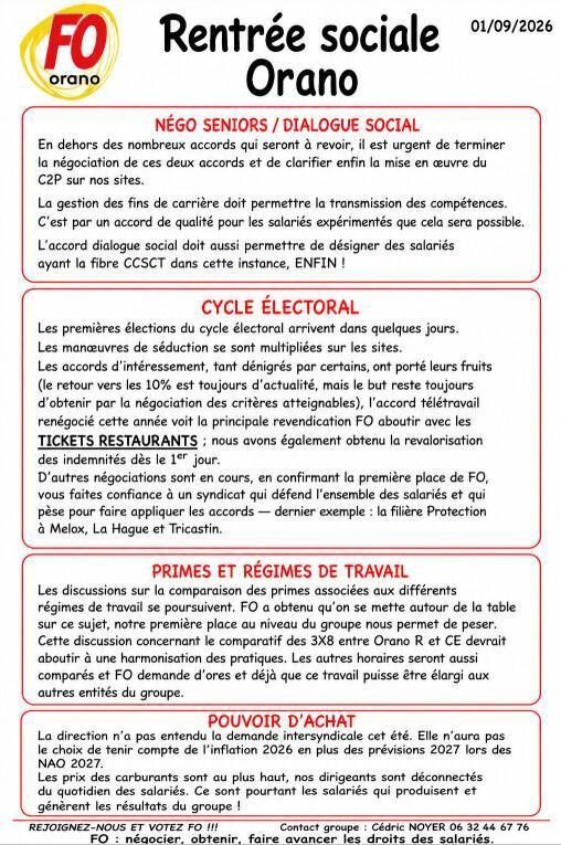 Rentrée sociale Orano