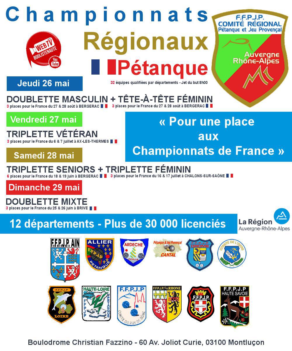 WebTV Championnats Régionaux Auvergne Rhône-Alpes Pétanque à Montluçon