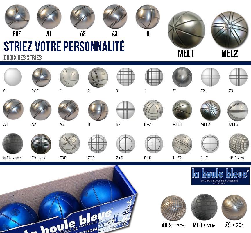 3 boules de pétanque compétition Bleue 140 - Carbone dure - La Boule Bleue