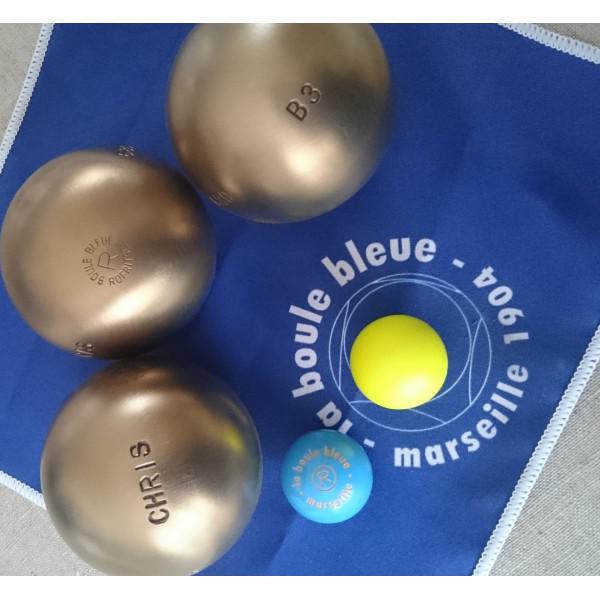 Super Inox 125 - DEMI-DURE - La Boule Bleue : 3 boules de pétanque compétition Super Inox 125 - DEMI-DURE - La Boule Bleue : 3 boules de pétanque compétition