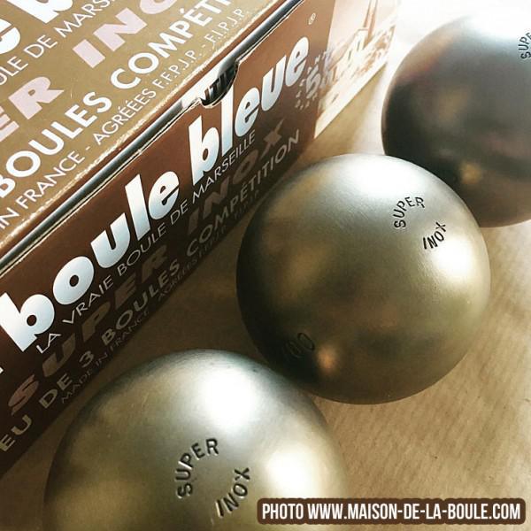 Super Inox 125 - DEMI-DURE - La Boule Bleue : 3 boules de pétanque compétition Super Inox 125 - DEMI-DURE - La Boule Bleue : 3 boules de pétanque compétition