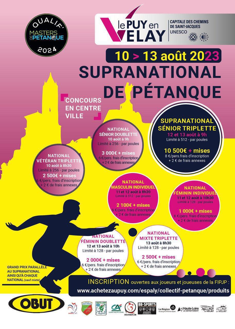 WebTV Le Puy-en-Velay : Supranational de pétanque triplette open 2023 WebTV Le Puy-en-Velay : Supranational de pétanque triplette open 2023