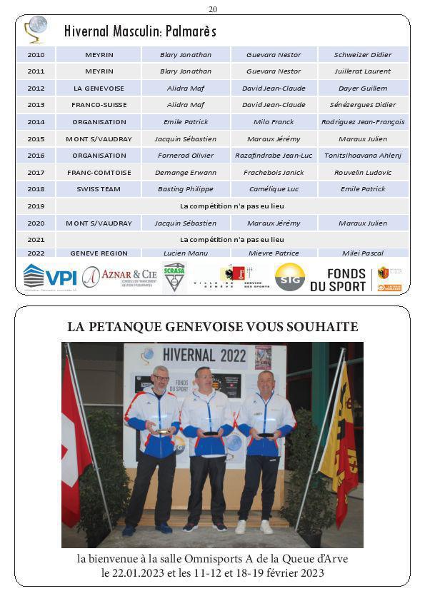 Mini WebTV Genève : Marathon hivernal de pétanque masculin 2023