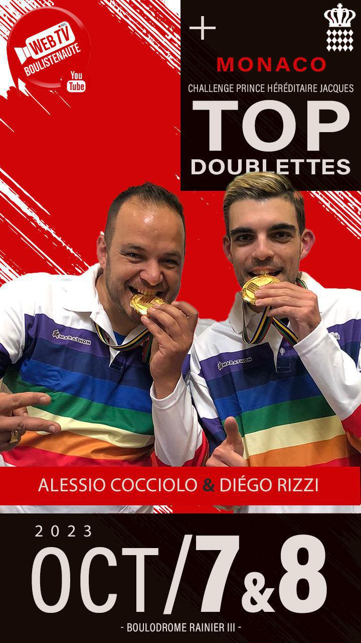 Alessio COCCIOLO et Diégo RIZZI, doublette à suivre à Monaco le 7 et 8 octobre Alessio COCCIOLO et Diégo RIZZI, doublette à suivre à Monaco le 7 et 8 octobre