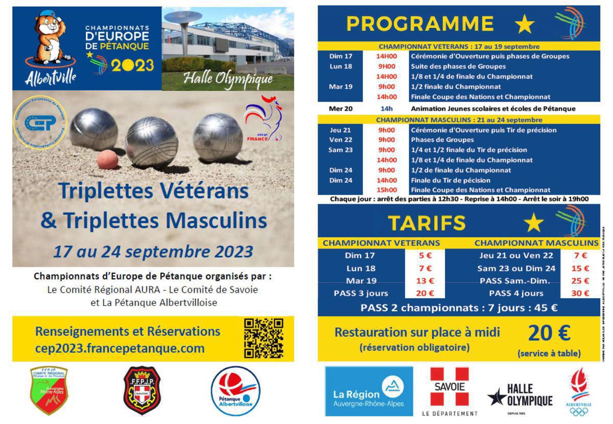 Championnats d'Europe de pétanque 2023 à Albertville