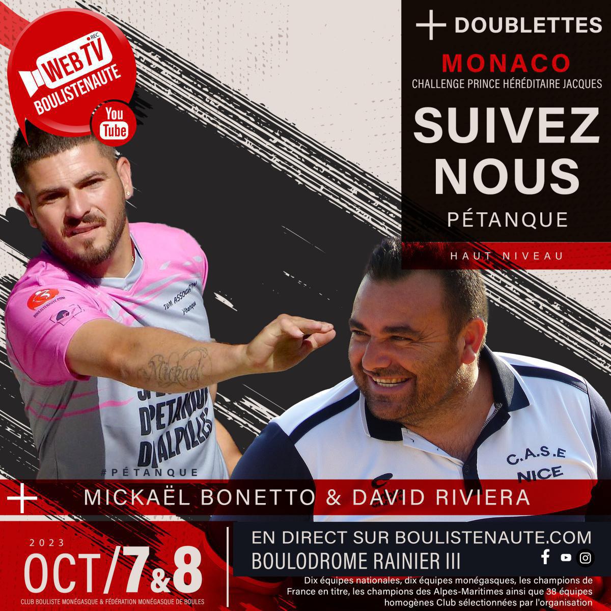 Kévin LELLOUCHE et Cédric SALVINI, doublette à suivre à Monaco le 7 et 8 octobre