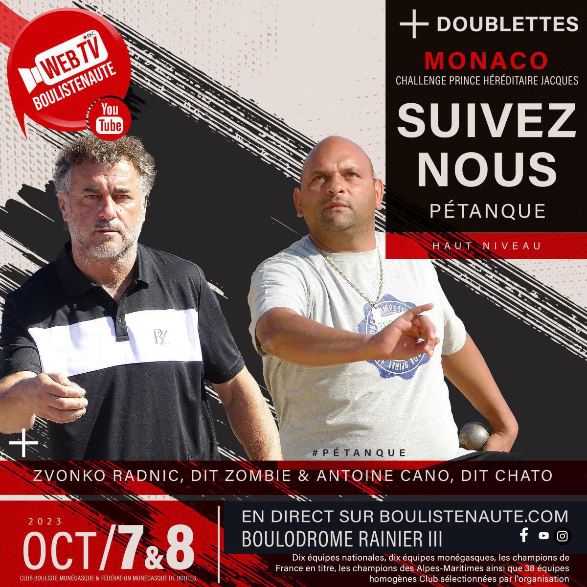 Jean-Pierre LELONS et Franck MILLO, doublette à suivre à Monaco le 7 et 8 octobre