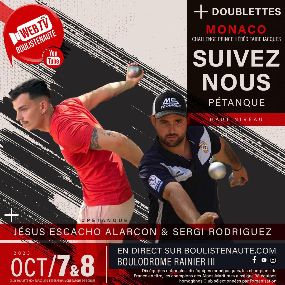 Jean-Pierre LELONS et Franck MILLO, doublette à suivre à Monaco le 7 et 8 octobre