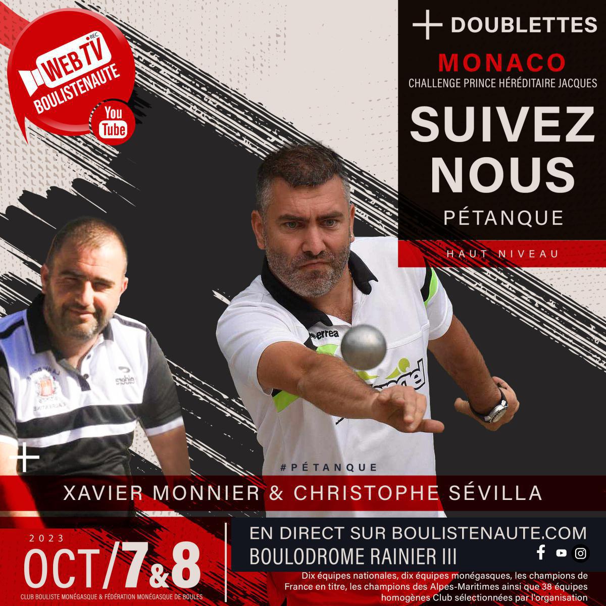 Jean-Pierre LELONS et Franck MILLO, doublette à suivre à Monaco le 7 et 8 octobre