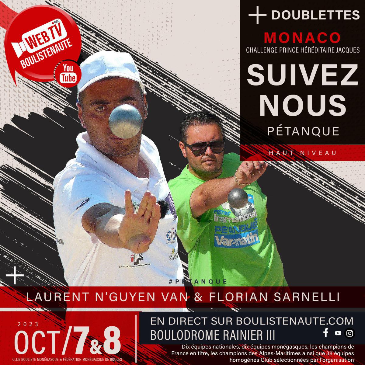 Jean-Pierre LELONS et Franck MILLO, doublette à suivre à Monaco le 7 et 8 octobre