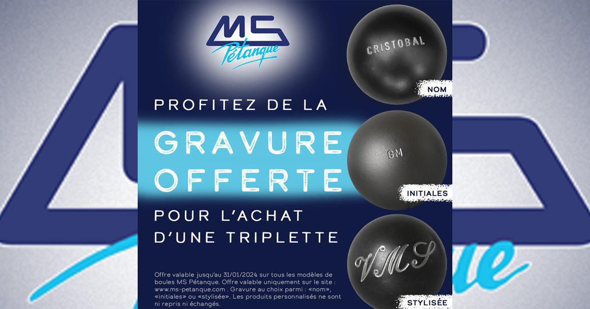 Fêtez Noël avec MS Pétanque : Gravure offerte sur votre nouvelle triplette ! Fêtez Noël avec MS Pétanque : Gravure offerte sur votre nouvelle triplette !