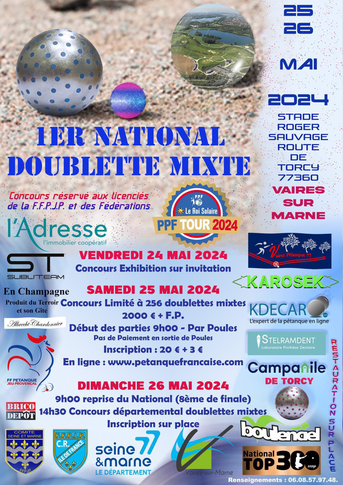 National Doublette Mixte de Vaires-sur-Marne 2024 - TOP 300 Pétanque - Par poules National Doublette Mixte de Vaires-sur-Marne 2024 - TOP 300 Pétanque - Par poules