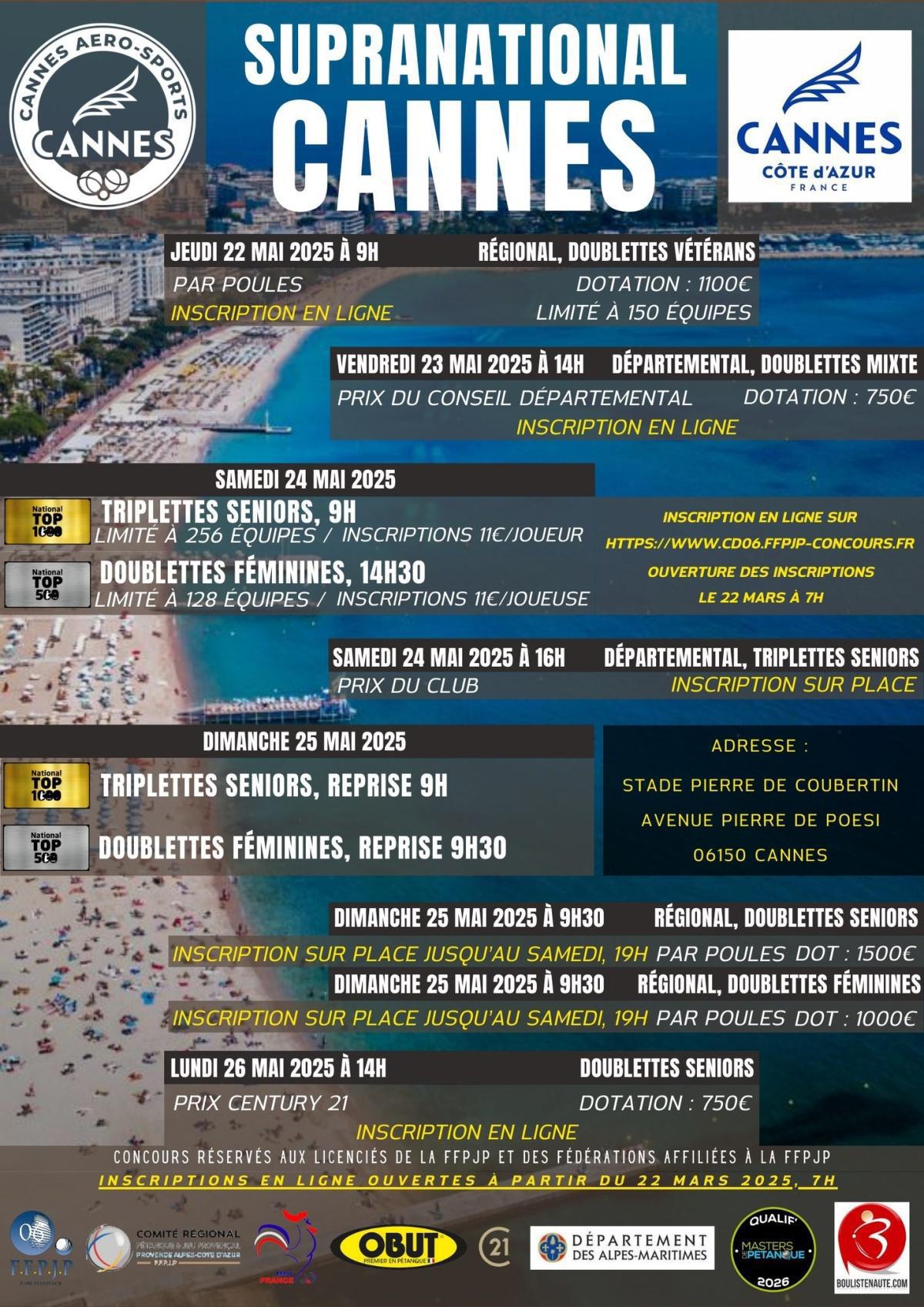 National Triplette Open de Cannes 2025 - TOP 1000 Pétanque - Par poules