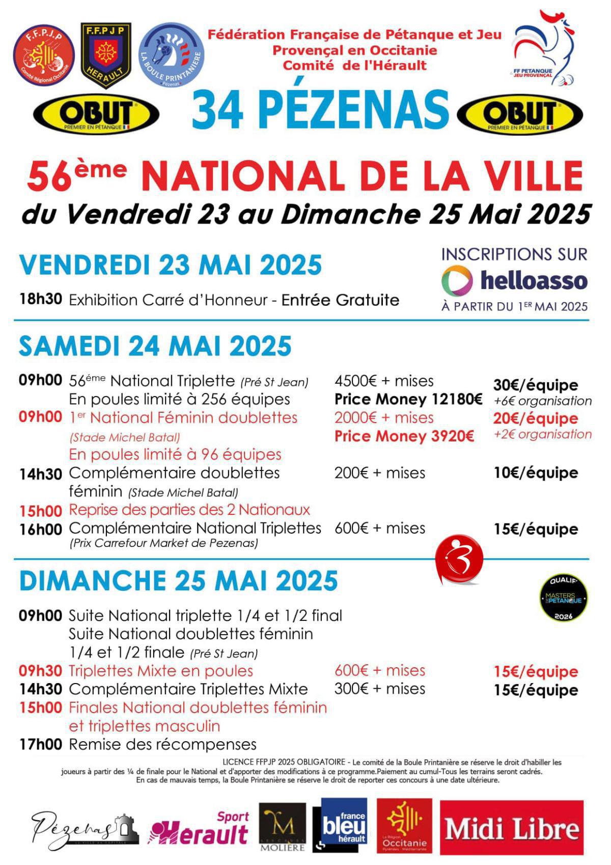 56ème National triplette open de Pézenas 2025 - TOP 500 Pétanque - Par poules