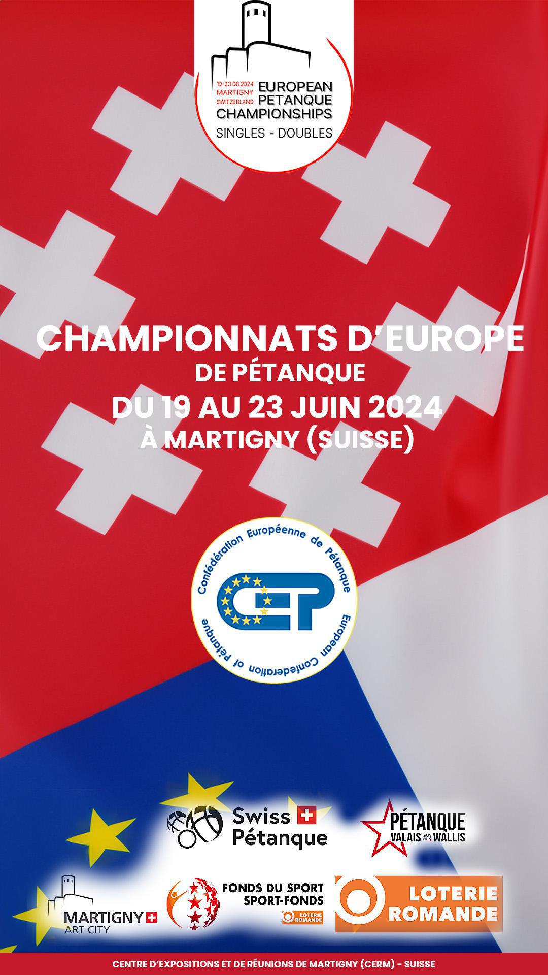 Martigny en Suisse : Championnats d'Europe doublette, tête-à-tête et mixte 2024