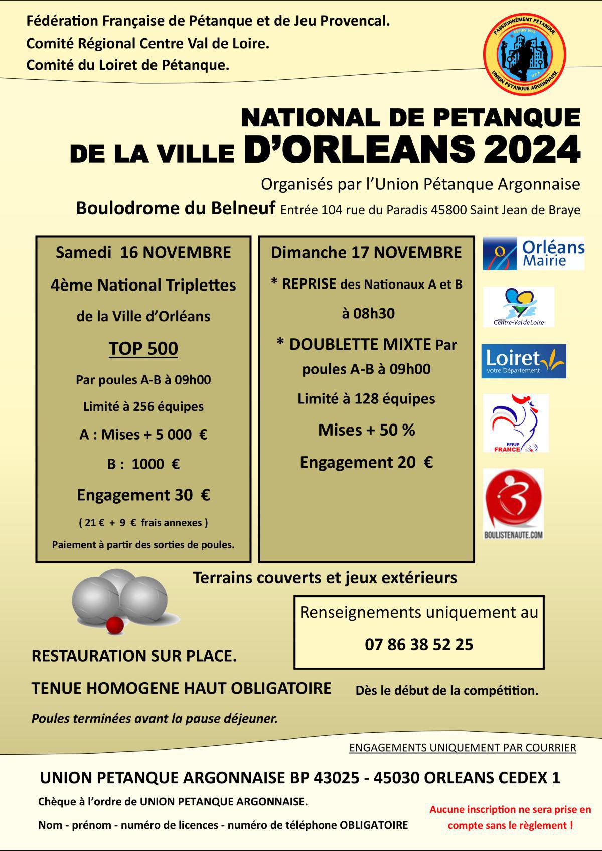 4ème National Triplette Open 2024 d'Orléans - TOP 500 Pétanque - Par poules