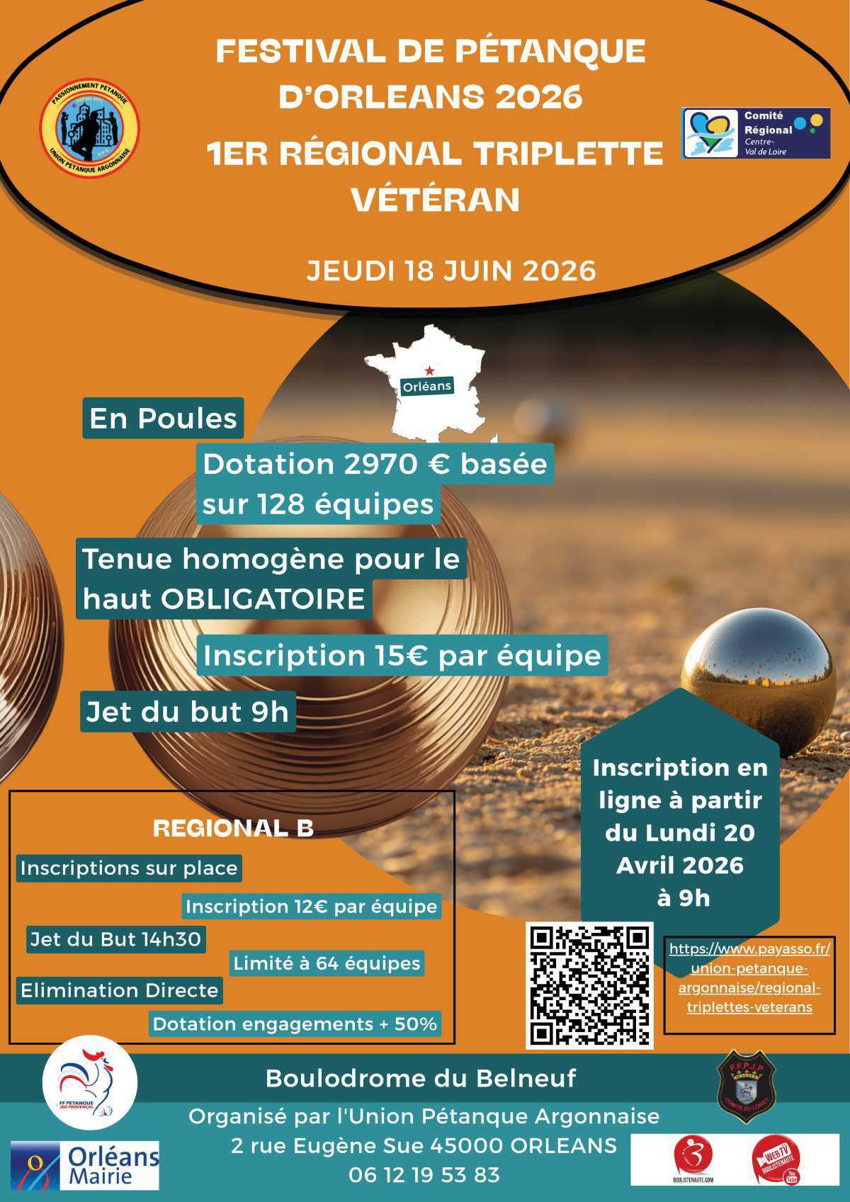 Ville d'Orléans : 6ème National triplette open 2026 - TOP 500 Pétanque Ville d'Orléans : 6ème National triplette open 2026 - TOP 500 Pétanque