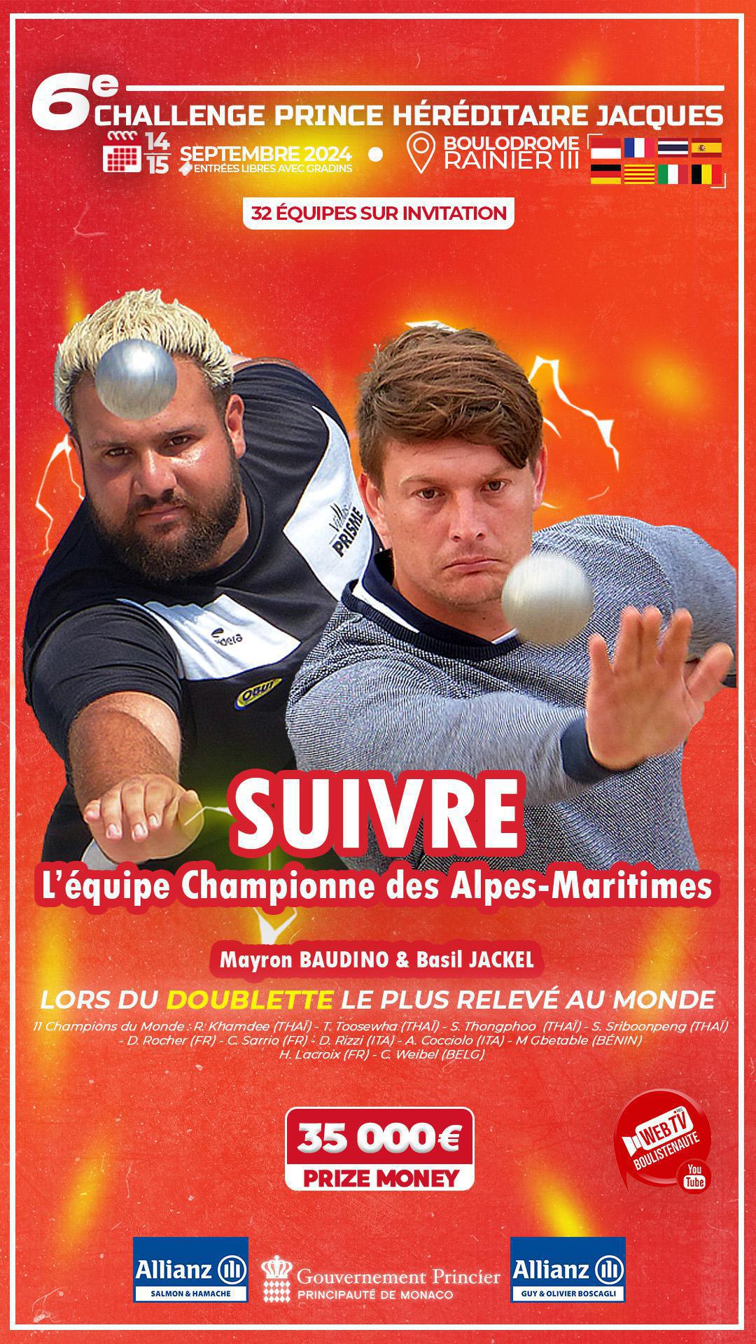 Mayron BAUDINO & Basil JACKEL, doublette à suivre à Monaco lors du doublette le plus relevé au monde - Pétanque 14 & 15 septembre 2024 Mayron BAUDINO & Basil JACKEL, doublette à suivre à Monaco lors du doublette le plus relevé au monde - Pétanque 14 & 15 septembre 2024