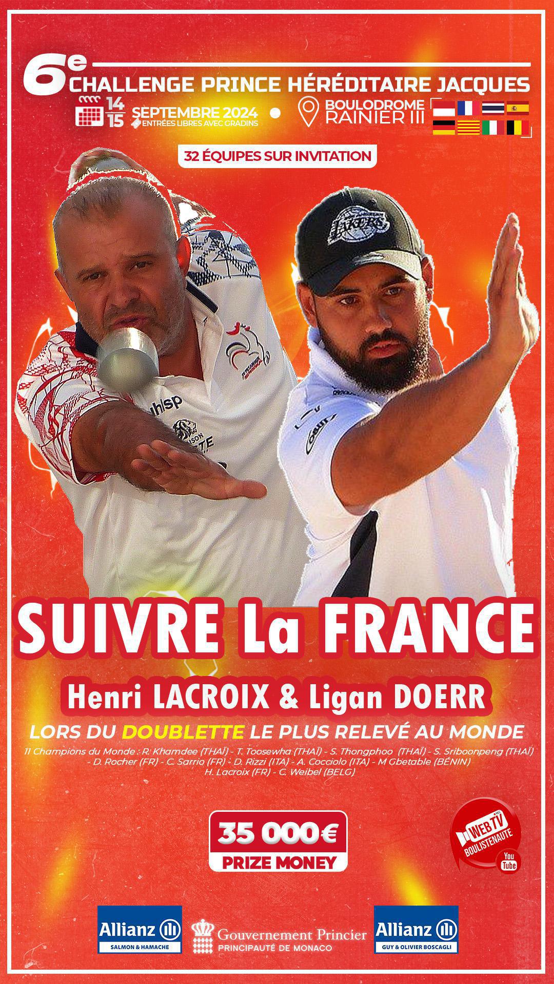 Henri LACROIX & Ligan DOERR, doublette à suivre à Monaco lors du doublette le plus relevé au monde - Pétanque 14 & 15 septembre 2024 Henri LACROIX & Ligan DOERR, doublette à suivre à Monaco lors du doublette le plus relevé au monde - Pétanque 14 & 15 septembre 2024