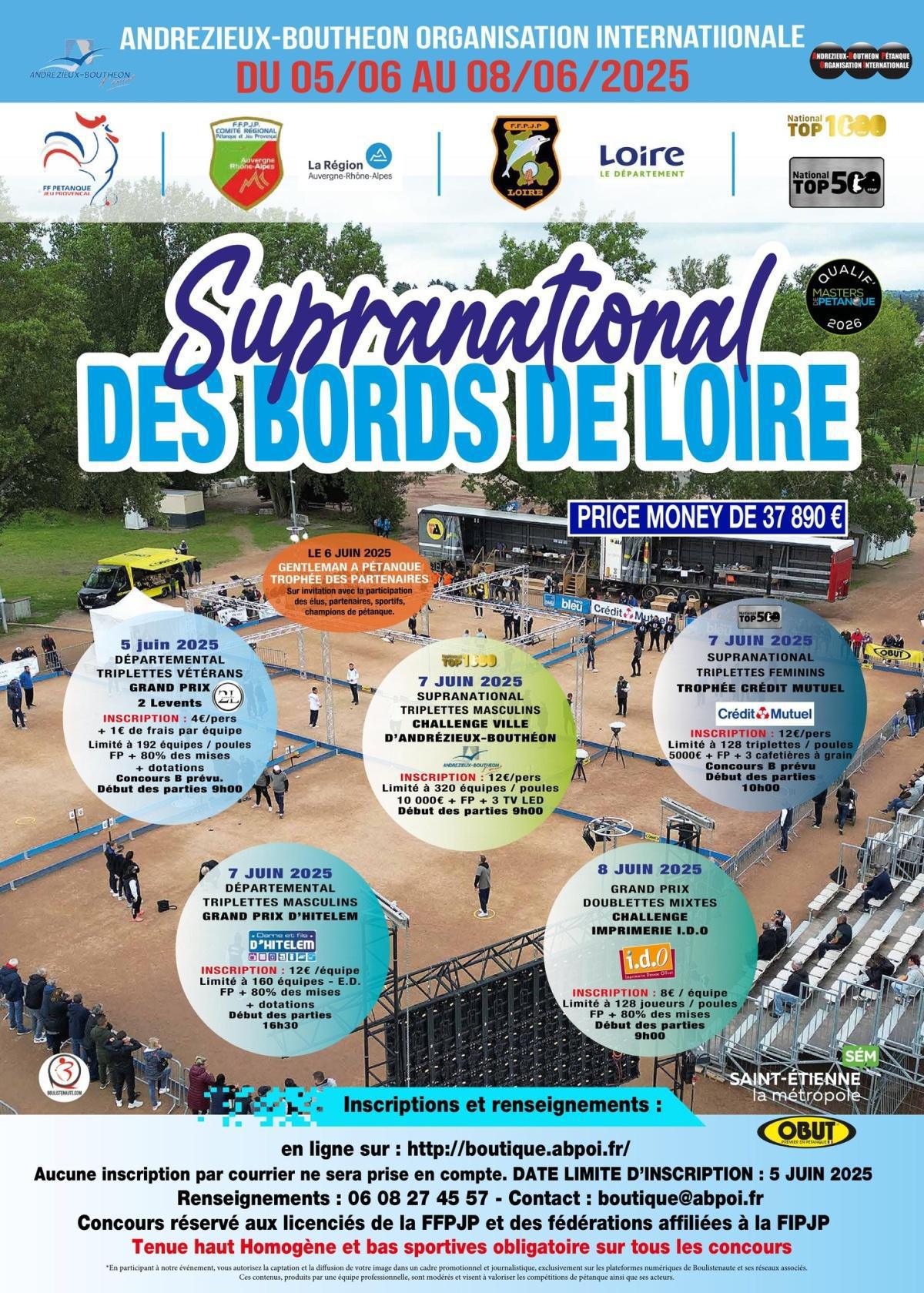 National Triplette Open des Bords de Loire 2025 - TOP 1000 Pétanque - Par poules - Challenge Ville d'Andrézieux-Bouthéon