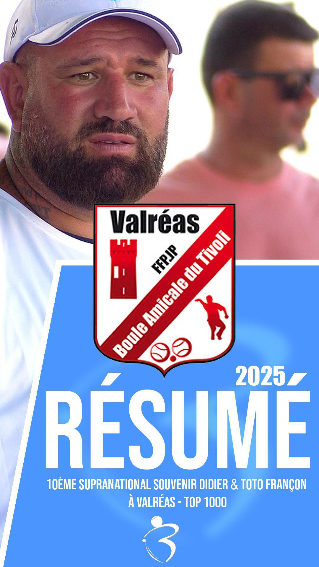 Résumé vidéo « Beaux gestes pétanque » - 10ème Supranational open triplette souvenir Didier & Toto Françon 2025 à Valréas - TOP 1000