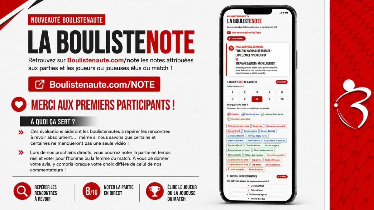 La BoulisteNOTE entre en jeu : à vous de noter la partie la partie de pétanque !