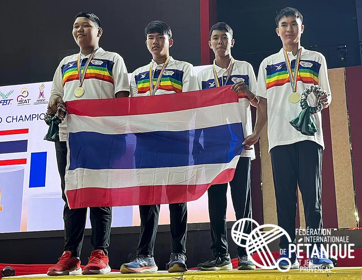 La Thaïlande Championne du Monde de pétanque triplette juniors 2023 - FIPJP - Podium