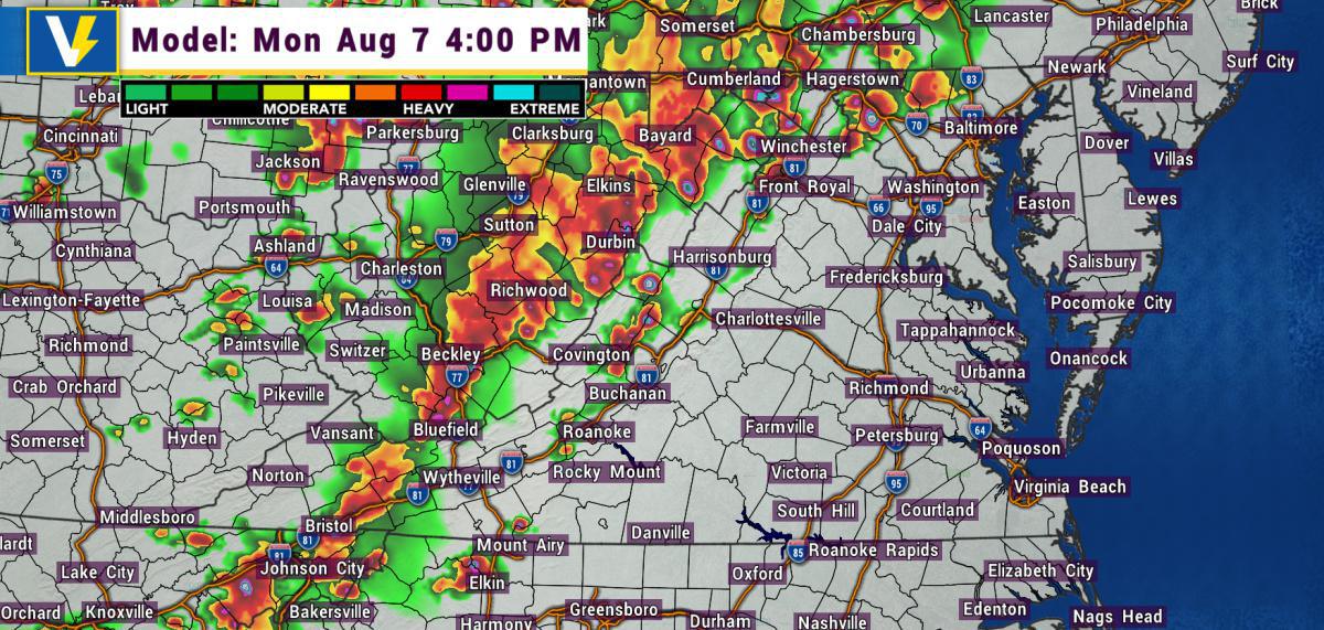 Mon 8/7: Elevated Damaging wind and tornado threat this afternoon/evening across Northern and Central Virginia