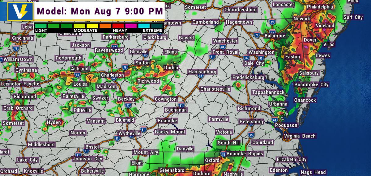 Mon 8/7: Elevated Damaging wind and tornado threat this afternoon/evening across Northern and Central Virginia