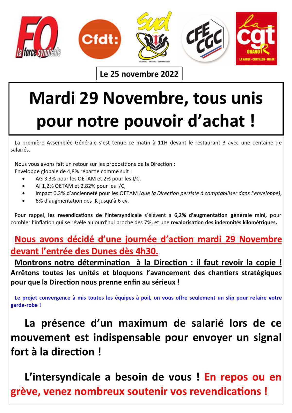 NAO tous unis pour notre pouvoir d’achat !
