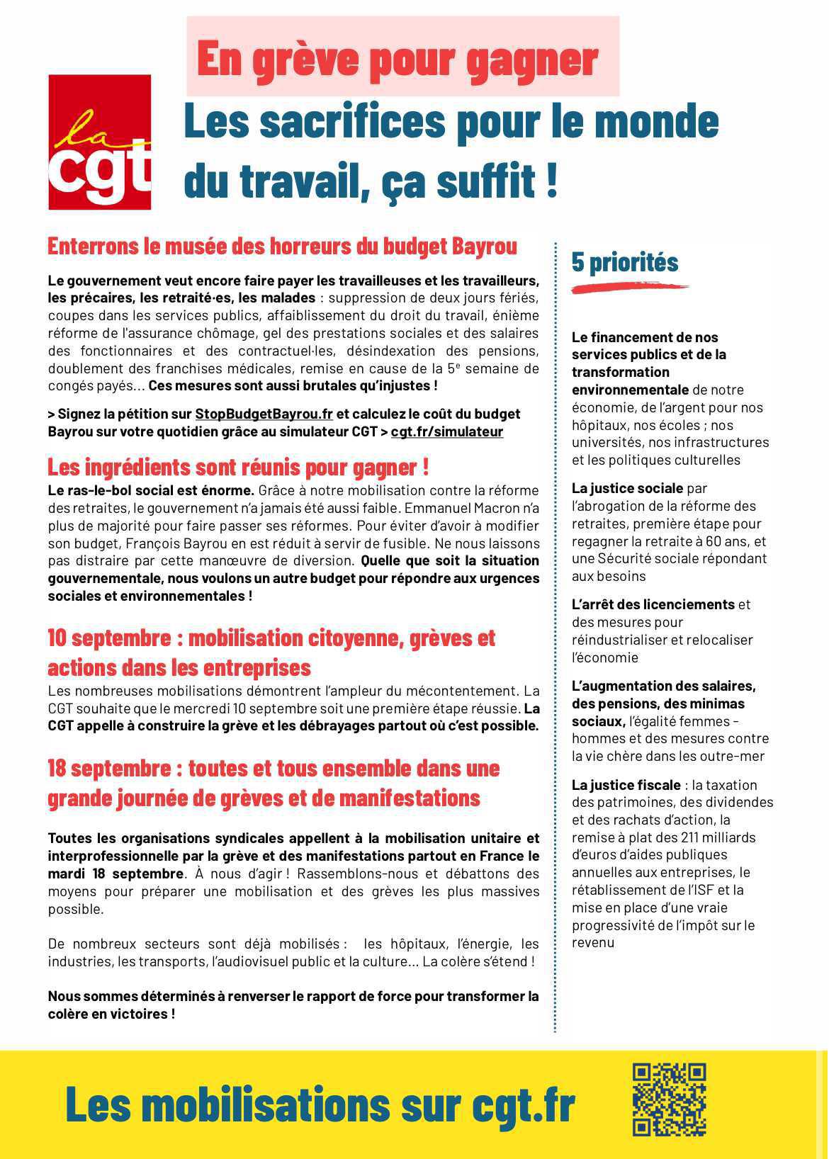 10 et 18 septembre : Justice sociale !