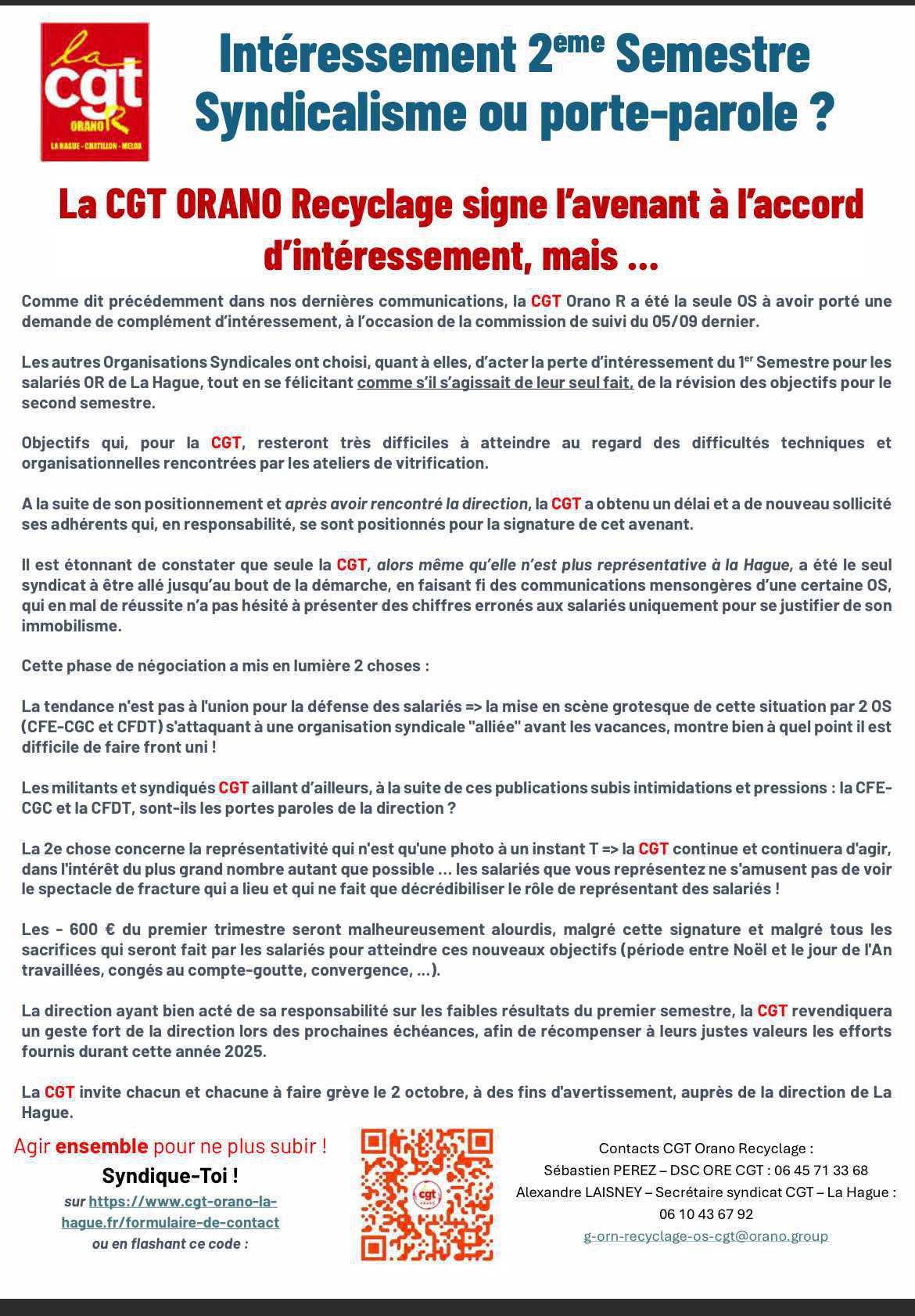 Avenant intéressement clap de fin 