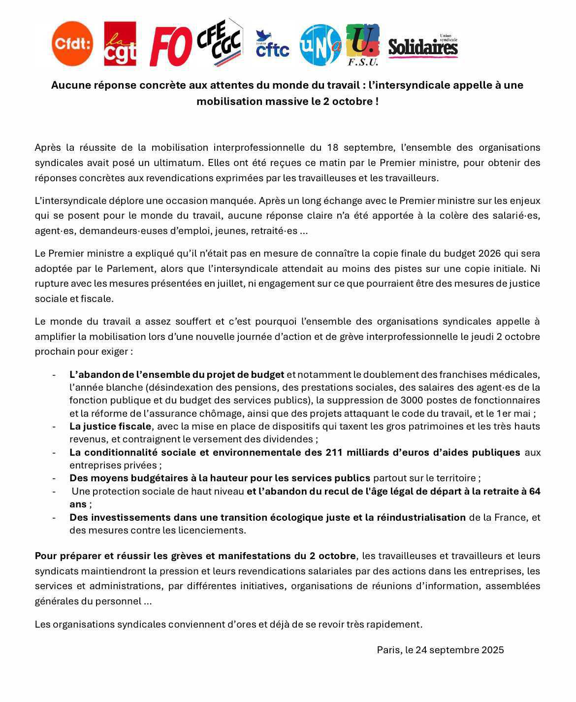 Le 2 Octobre plus nombreux 