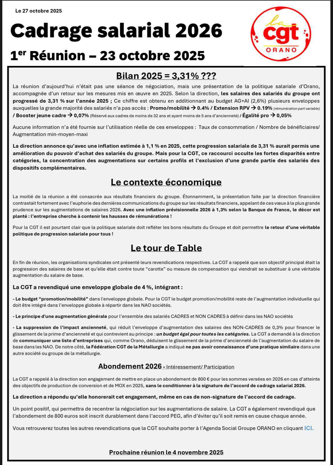 Cadrage salarial 1ere reunion