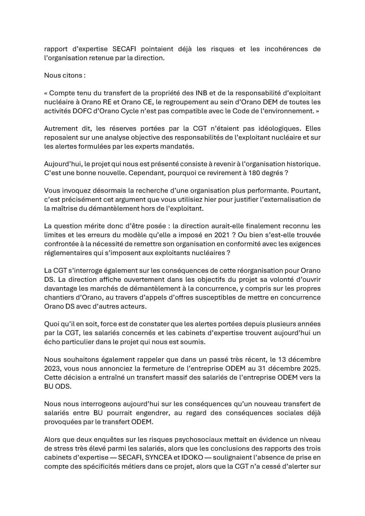 CR Comité de Groupe Orano 