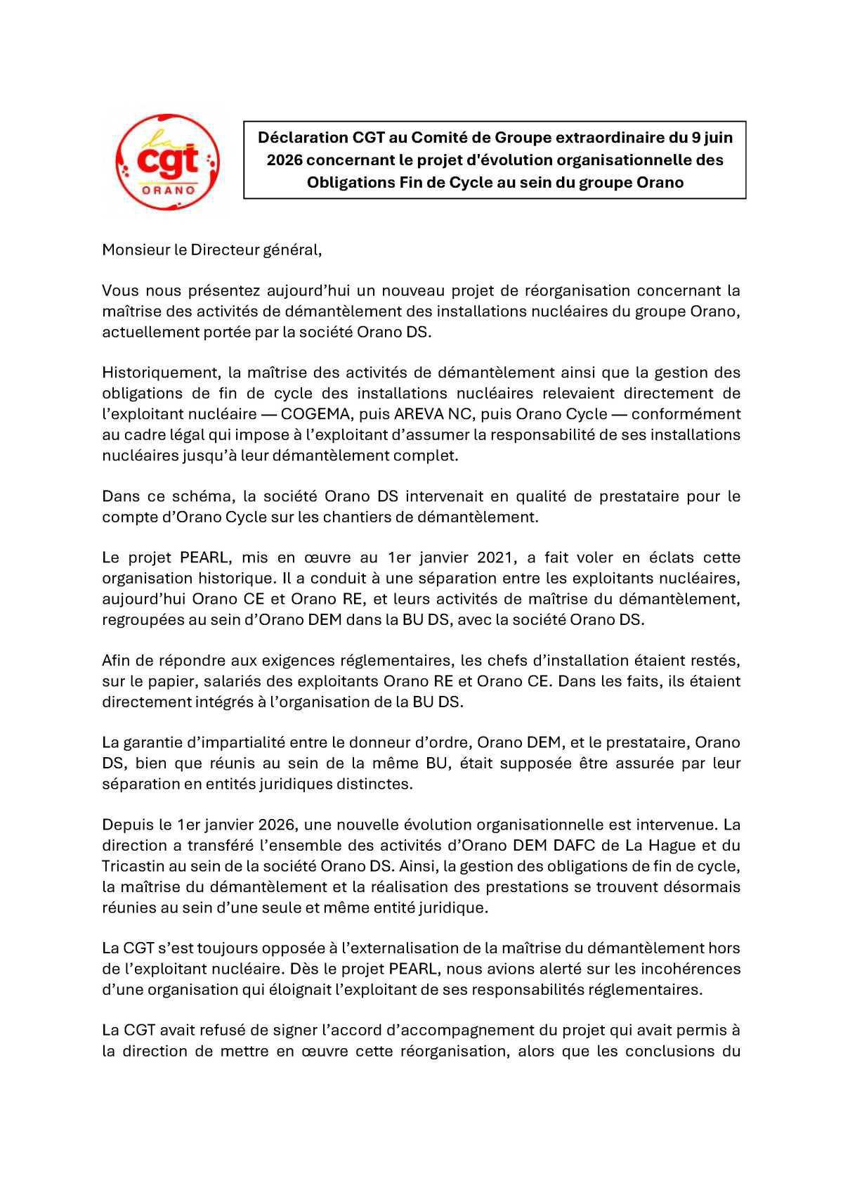 CR Comité de Groupe Orano 