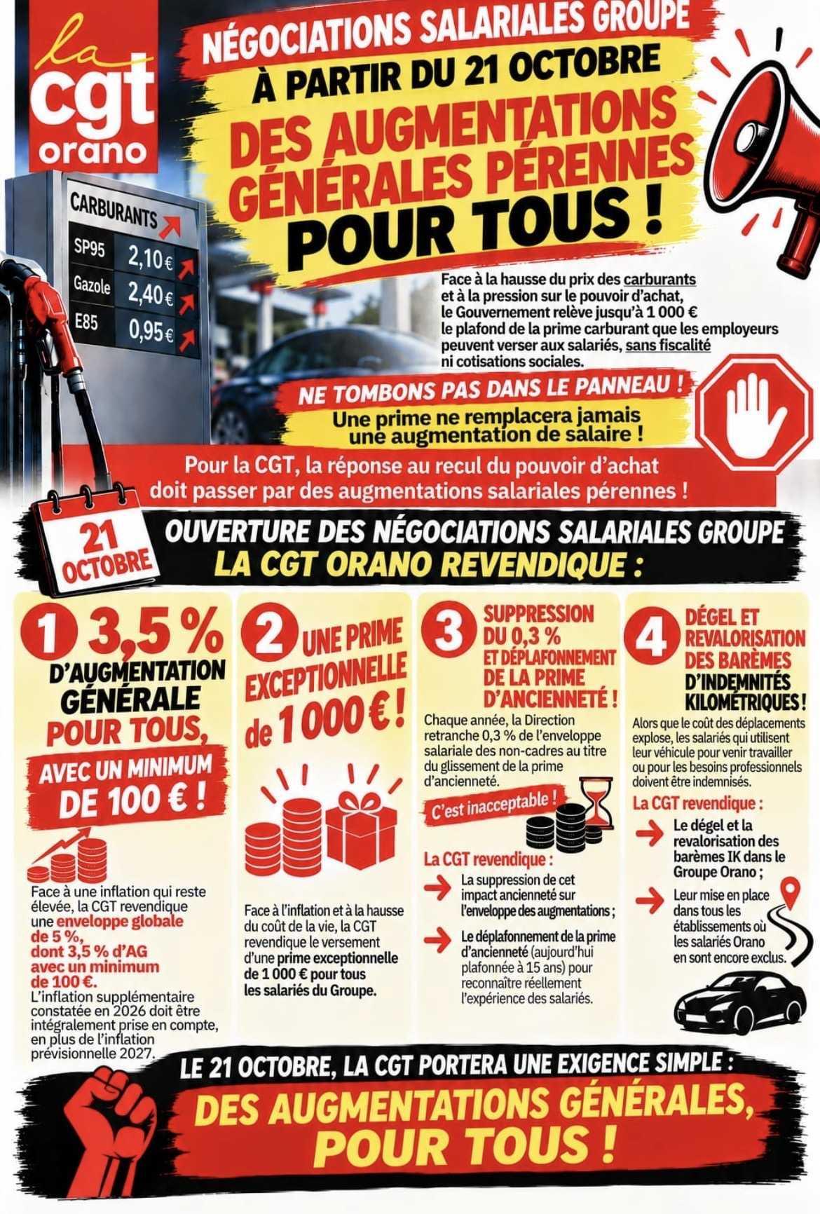 21 octobre Des augmentations générales pour TOUS 21 octobre Des augmentations générales pour TOUS