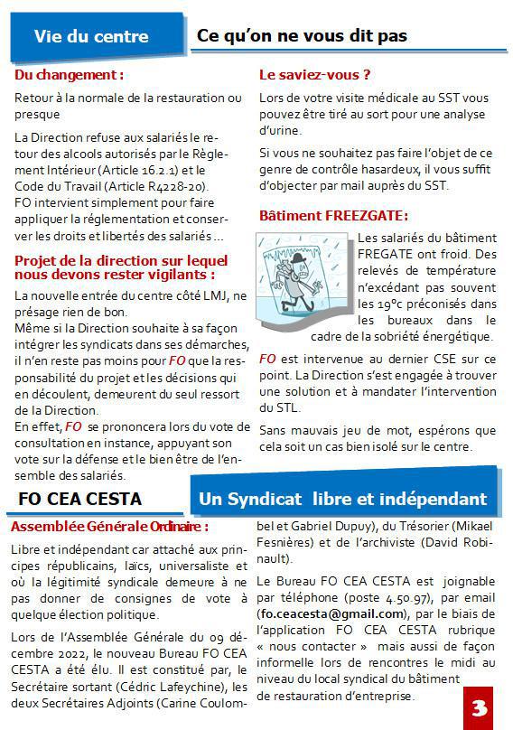 L'inFO CESTA - La Gazette FO N°1 - Janvier 2023