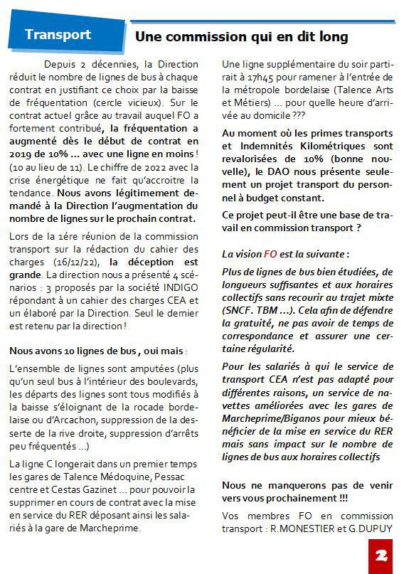 L'inFO CESTA - La Gazette FO N°1 - Janvier 2023